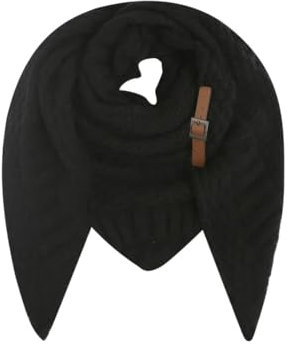 FASHION YOU WANT Dreiecksschal - Damen Strickschal mit Wolle - Umschlagtuch für den Herbst und Winter - Winterschal - Dreieckstuch - Hochwertige Qualität - XXL Schal STRICK SCHNALLE 2 (schwarz)