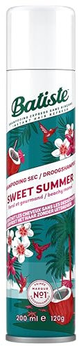 Batiste Shampoo Secco, Sweet Summer, Rinfresca i Capelli e dona Volume, Profumo Monoi, Noce di cocco e Vaniglia, assorbe il Sebo in eccesso, senza risciacquo, 200 ml