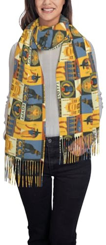 Gambo Abstrakte Farbwürfel, lila, Winter, warme Schals, Damen, weicher Kaschmirschal, großer Schal, modische Schals, Antike Ägypten Tribe Serie, One size