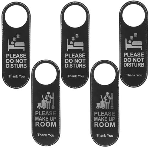 SOLUSTRE Double-Sided Leather Door Sign 9.45X3.15 Inch Hotel Door Hanger Please do Not Disturb and Please Make up Room Door Knob Sign for Hotel Office Bathroom