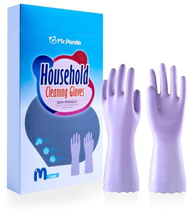 Mr. Panda 3 Paar Hautfreundliche Haushaltshandschuhe, Baumwoll-Innenhandschuhe, Wiederverwendbare Spülhandschuhe für das Abwaschen von Geschirr, Küche, Größe 7/S