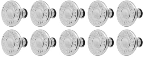 POFET 10pcs Jeans Buttons Without Sewing, Trouser Buttons,17 Mm DIY Jeans Button With Rivets For Repair Of Jeans, Trousers, To Expand Or Reduce Trouser Size