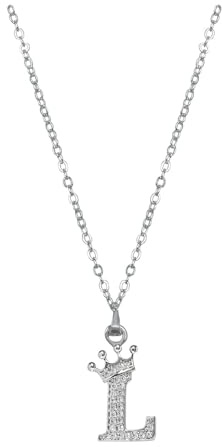 Damen Halskette mit Anhänger Krone Herz Buchstabe Silber Kette Damen Personalisiere Krone Kette, Geburtstags und Weihnachten Geschenk Für Frauen Mädchen Mama Freundin - A-Z