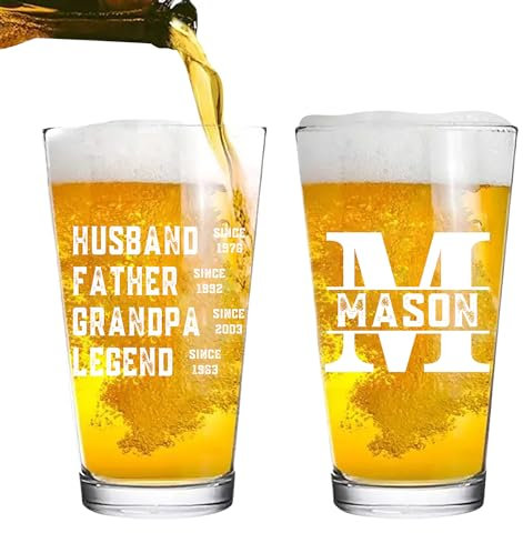 Qygtritvo Vaso de cerveza personalizado para el día del padre, con nombres personalizados, marido, padre, abuelo, leyenda, vaso de cerveza para el día del padre, regalo para papá, amante de la cerveza