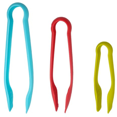3 in 1 Kitchen Tongs Cooking Tongs Small Serving Food Tongs Plastic Food Sandwich Tongs Colorful Food Tongs for Kitchen