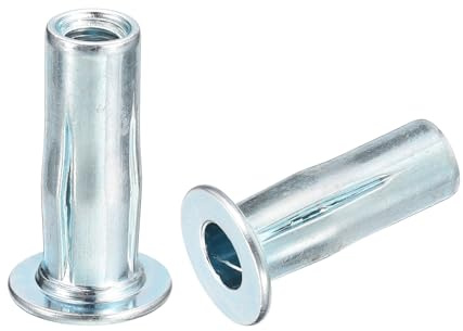 sourcing map M4 Multi-Grip Rivet Nuts, 30pcs Pre-Bulbed Shank Flat Head Threaded Insert Nut Carbon Steel Plus Nuts for Construction Industrial