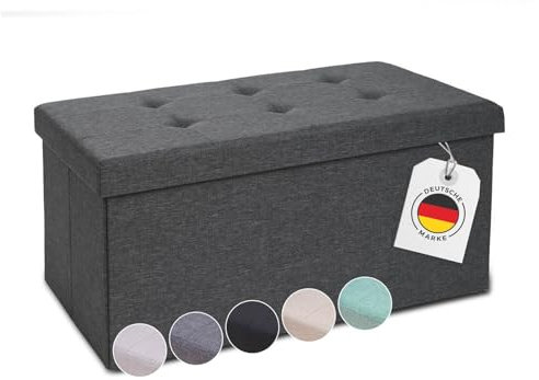 Blumtal Sitzbank mit Stauraum + extra Box - Truhenbank mit Stauraum 76x38x38 cm - Sitztruhe mit Stauraum - Bequemer Hocker mit Stauraum - Aufbewahrungsboxen - Polsterhocker - Sitzbox in Anthrazit