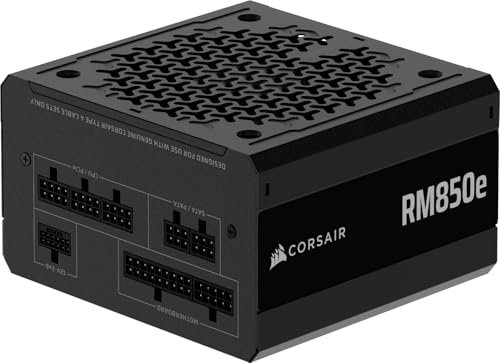 CORSAIR RM850e (2025) Fuente de alimentación ATX Totalmente Modular de bajo Ruido con Cable de 12V-2x6, Compatible con ATX 3.1 y PCIe 5.1, eficiencia Cybenetics Gold, condensadores Clasificados a 105