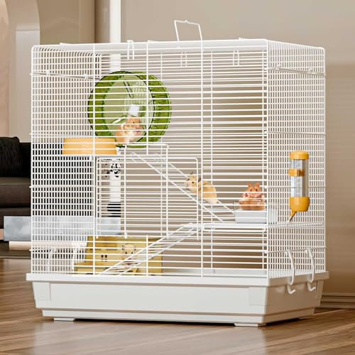 RTTZBOZ Hamsterbur Stor, Små Djurbur, Råttburar, Igelkottsburar, Gerbilbur, Musbur för Husdjursmöss med Hide House Running Wheel Matskål Vattenflaska