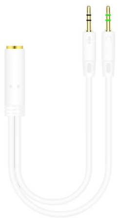 Lunaobrik Câble Répartiteur Audio Casque pour PC - Convertisseurs D'adaptateur Casque Jack 3,5 Mm, pour PC Femelle avec Transformation Casque/Microphone en 2 Mâles 3,5 Mm, 22 CM