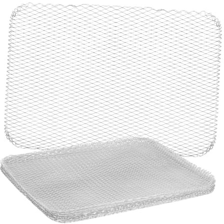 MOBUTOFU 10pcs Aluminum Bbq Grilling Mats and Mesh Grill Pads for Outdoor Barbecue Non-stick Food Mats Heat Resistant Disposable Baking Oven Liners