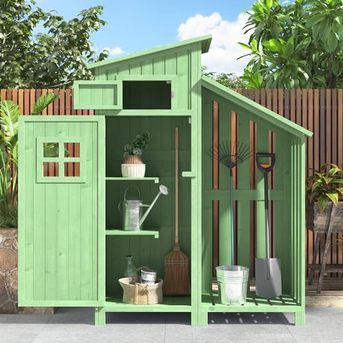 Gerätehaus Gartenschrank Geräteschuppen Geräteschrank, auch für kleine Gärten geeignet,(Holzhütte, 1 St., Gartenhaus) (Grün, 124x46x174cm)