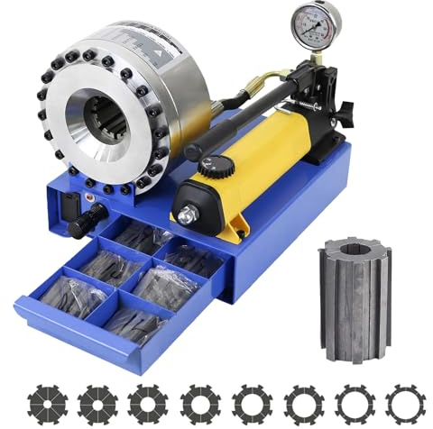 Bonxrdun Crimpatrice Idraulica Portatile per Tubi Flessibili 8 Set di Matrici Crimpatura Singola e Doppia Treccia Diametro 10 mm - 30mm