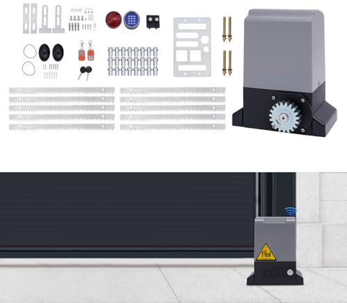 550W Motor Puerta Corredera máx 1200 kg, Accionamiento Eléctrico De Puerta con 6M Riel, 2 Control Remoto y la función de cierre automático para Puerta de Jardín, Garaje