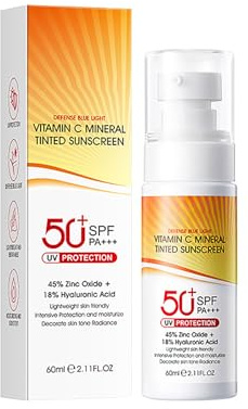 Crema solare vitamina C SPF 50+, protegge e corregge i danni causati dal sole, equilibra il tono della pelle, per viso e collo, per tutti i tipi di pelle (1)