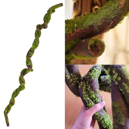 Fosolasi 190cm / 74,8 pouces grand tronc d'arbre artificiel incurvé cerisier fleur de vigne Glycine branche faux vert plante guirlande branche jardin mur suspendu porte d'entrée cheminée décoration Ha