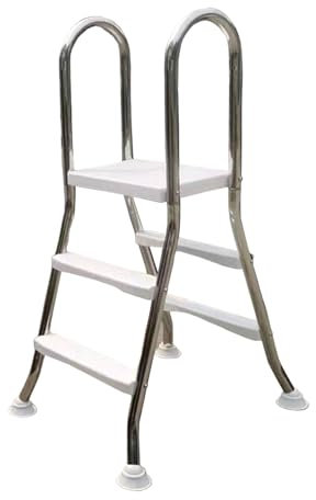 AIBOTY Échelle de Piscine Hors Sol 33/43/53/63 Pouces Cadre en Acier Inoxydable résistant à la Corrosion avec marches Double Face en Plastique Robuste, capacité de Charge 550 LB,2 Step