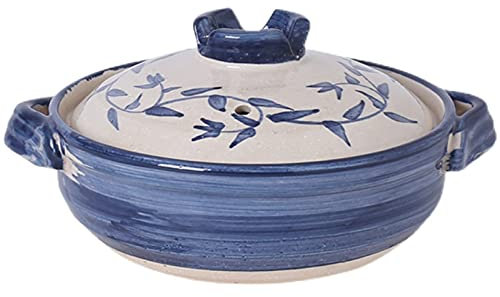 SUNMME Cacerola de cerámica Redonda binaural con Tapa, Caldo de Barro para guiso, Sopa y arroz, 0,8 l