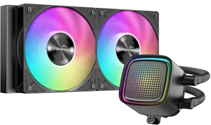 SAMA L50 Refrigeración Líquida CPU AIO 240mm ARGB, Bomba Infinity Mirror Dot-Matrix, Ventiladores PWM 28mm, Rodamiento Hidráulico, Compatible con Intel LGA 1851/1700 & AMD AM5/AM4 - Negro