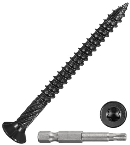 DTGN 100Pack #10x2-1/4 Deck Wood Screws kit Carbon Steel Black | Wood Screws Epoxy-Coated Decking Screws W/ T25 Torx Star Drive Bit,Good for Decks,Fences,Frames,Farms,Outdoor Furniture