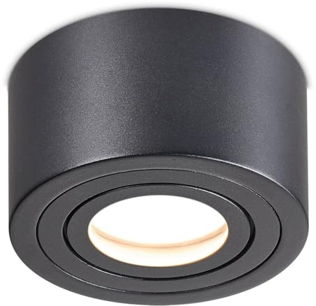 lambado LED Aufbaustrahler IP44/Deckenstrahler inkl. 230V 5W Spots dimmbar - Wasserschutz für Bad & Außen - runde Aufbauleuchte für Feuchtraum in Schwarz