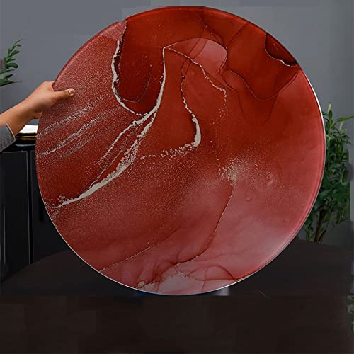 Runde Tischplatte aus gehärtetem Glas, 80 cm mit Marmor-Finish, 8 cm dick, perfekt für Kaffee- oder Dekorationszwecke, eleganter runder Teller für Heimdekoration