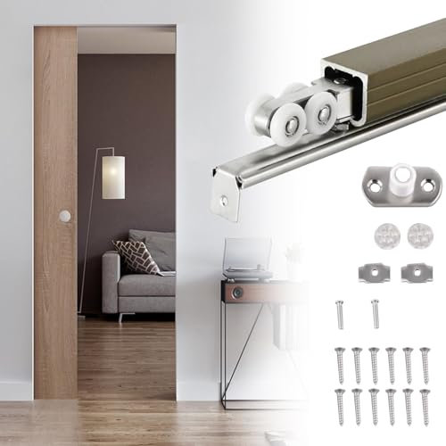 Kit binario per porta scorrevole a 12 ruote, montaggio superiore, per bypassare porte di armadi e armadi, soluzione interna regolabile da 8,8 m