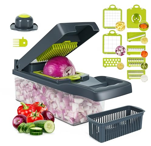 Multi-Functional 14 in 1 Vegetable Chopper and Dicer | Vegetable Slicer & Cheese Grater | Mandoline Slicer, Onion, Garlic, Carrot and Potato Chopper | Kitchen Tools and Gadgets