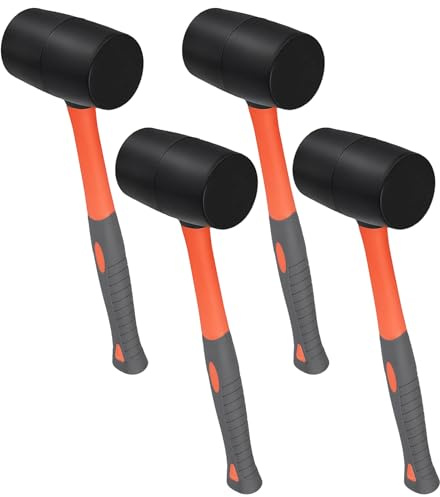 LEXININ Rubber Mallet, 16 oz, 33 x 10 cm, 4 Pcs, Black and Orange, for DIY, Camping, Woodworking
