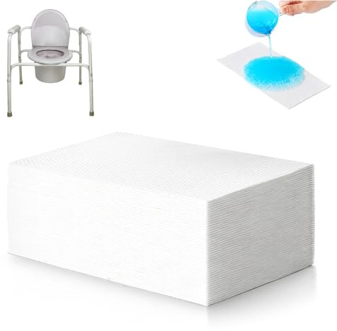 Lot de 50 sacs de toilette absorbants, 240 x 130 mm, portables, avec coussinets absorbants, super absorbants, pour toilettes de camping, commode pour adultes