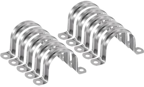 QUARKZMAN 10pcs Abrazaderas Conduit 1 3/4 Pulgada 45mm Para Fijación Tubos | Abrazadera Tubo U M45 Correa Tubo Rígido Acero Inox Soporte En Forma U Con Dos Agujeros, Mangueras
