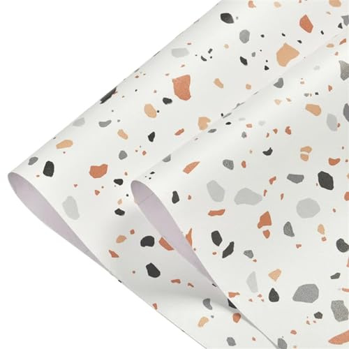 Wohnzimmertapete Terrazzo-PVC-wasserdichte, selbstklebende Tapete for Schlafzimmerwand, Wohnzimmer, Dekoration, Vinyl, Möbelrenovierung, Kontaktpapier(Terrazzo orange,60 x 40 cm Sample)