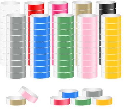 Wrist Bands – 800 Pack Waterproof Paper Wrist Bands for Event, Multicolour Secure Event Bands, Comfortable Tear Resistant Entry Bands for Parties, Festivals, Clubs & Concerts
