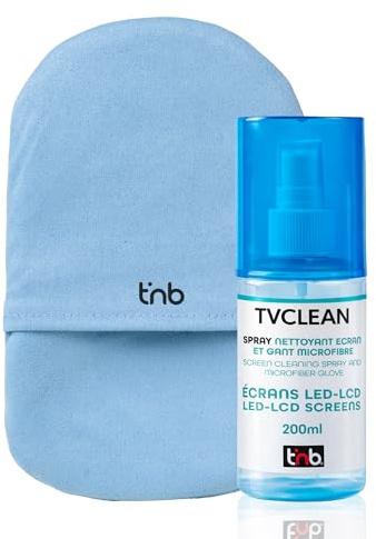 T'nB - Spray Nettoyant Écran Kit de Nettoyage, Solution sans Trace 200 ML, Gant Microfibre Inclus pour TV PC Smartphone Tablette - Bleu