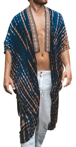 Kluantou Maxi robe de plage pour homme - Protection solaire - Cardigan musulman - Veste de transition musulmane - Haut musulman - Long kimono - Cape - Poncho - Peignoir de bain - Cardigan d'été