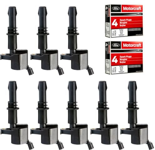 MAS Set of 8 Ignition Coils Pack DG511 & Motorcraft Spark Plugs SP546 SP515 PZH14F Compatible with Ford F150 F250 Expedition Lincoln Navigator FD508
