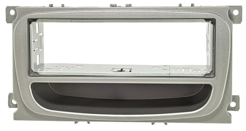 tomzz Audio 2415-130 Radioblende Metallschacht kompatibel mit Ford Focus 2 Mondeo S-Max C-Max Galaxy Kuga Silber mit Ablagefach