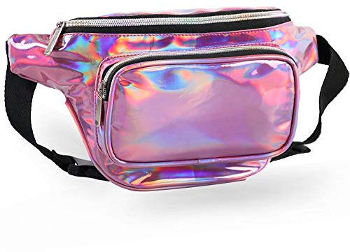 MUM'S MEMORY Gürteltasche mit Metallic-Hologramm-Effekt, für Outdoor-Sport, zum Laufen, Wandern, Reisen, für Damen und Herren, Rosa