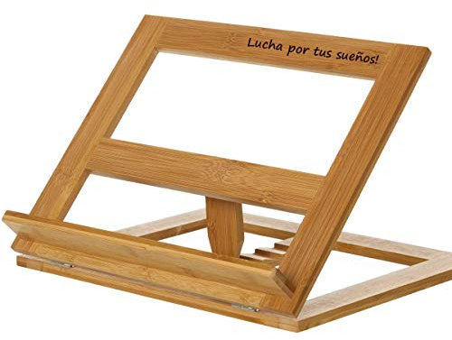 Atril de madera PERSONALIZADO con el texto que quieras - soporte para libros grabado con nombre o frase personalizada.