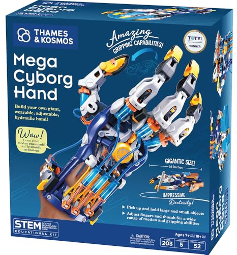 Thames & Kosmos Mega Cyborg Hand STEM Experiment Kit | Build Your Own GIANT Hydraulic Amazing Gripping Capabilities Adjustable for Different Sizes Learn Pneumatic Systems