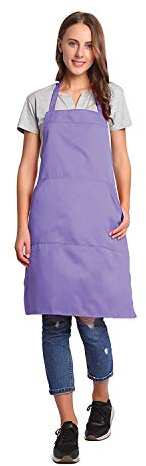 BIGHAS Adjustable Bib Apron with Long Ties for Women Men 18 Colors Chef Kitchen Cooking