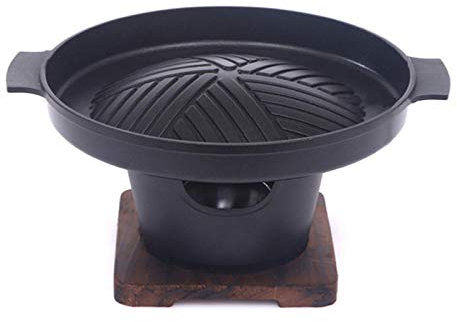 Griglia Barbecue Mini stile giapponese BBQ Grill Griglia da tavolo portatile □ Stufa per barbecue □ Con base in legno adatta per 1-2 persone per Yakiniku, Robata, Yakitori, Takoyak Barbecue Portatile