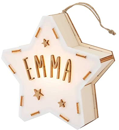 Vintiun | Mini stelle luminose pendenti e personalizzabili con nome | Ideale per decorare l'albero di Natale | Ornamenti natalizi