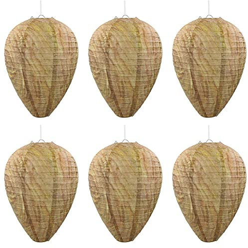 Confezione da 6 nidi artificiali da appendere, calabroni repellenti, marroni, finti nidi di vespe per casa e giardino all'aperto