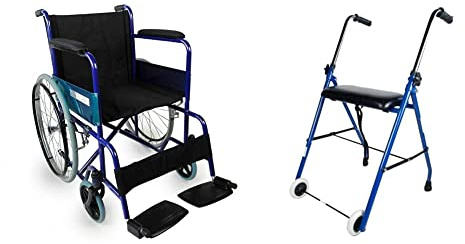 Mobiclinic Alcázar Silla de Ruedas Plegable, Manual, Ancho Asiento 46 cm + , Modelo Emérita, Andador para ancianos