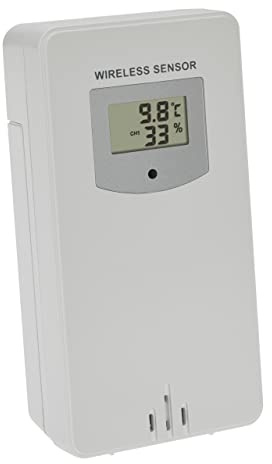 TFA Dostmann Trasmettitore aggiuntivo o sostitutivo, 30.3253.02, per stazione meteo Luna (35.1165.01) e OAK (35.1167.54), 433 MHz, bianco