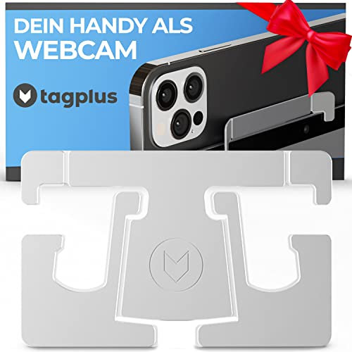 tagplus® Ultra leichte Handy Webcam Halterung mit stabilem Halt I Monitor Mount für jedes Smart Phone & jeden Laptop I Robuste Handyhalterung Laptop auch zum Aufstellen I Continuity Camera Mount