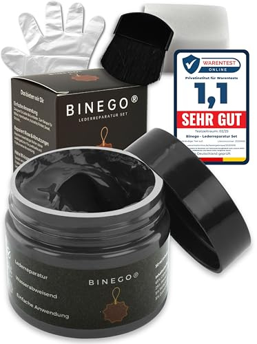 Binego® Leder Reparatur Set & Kunstleder Reparaturset | Lederreparatur Flüssigleder Lederfarbe Reparieren Aufbereitung | Farbe Anthrazit Dunkelgrau