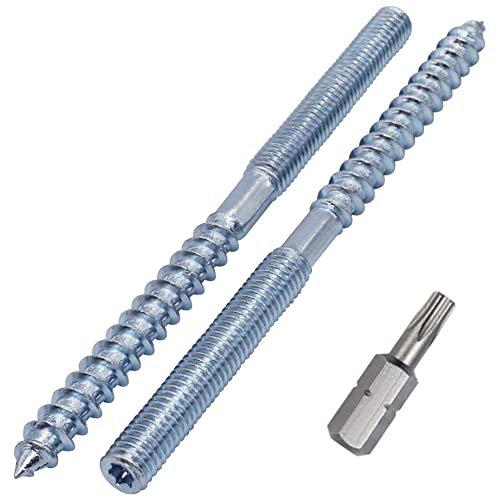 SKIR'CO (4 pcs) Hanger Bolts M8 x 120 mm, Double Ended Thread Dowel Screws, Double Headed Bolts
