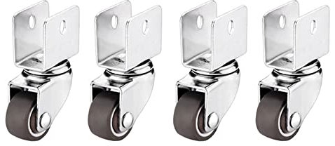 VISAML 4 Stück Krippenrollen mit Bremsrädern, 1 Zoll, weiches Gummi, 16–18 mm Splint-Lenkrolle, Möbelbeschläge (Color : N0.2, Size : 18mm)